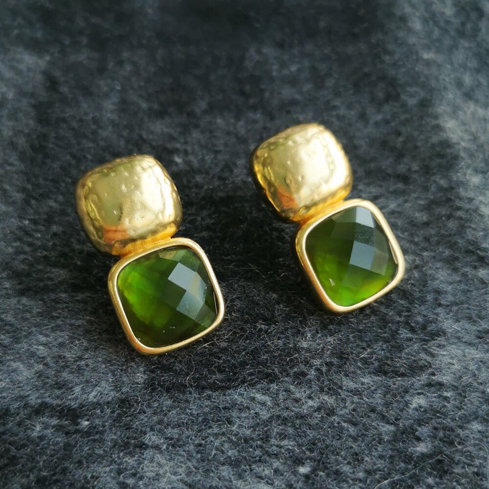 Julie Vos Gold and Green Earrings